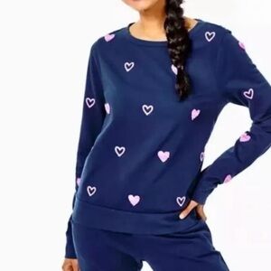Lilly Pulitzer ⭐️NEW⭐️ Rami High Tide Navy Wild Heart Chenille sweatshirt